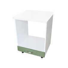 Corp pentru cuptor incorporabil cu sertar Zebra, Alb/MDF Verde, cu blat alb, 60 x 85 x 60 cm